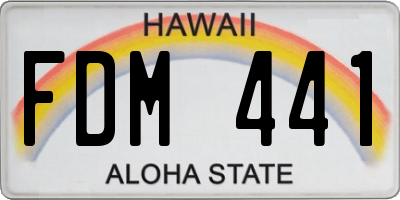 HI license plate FDM441