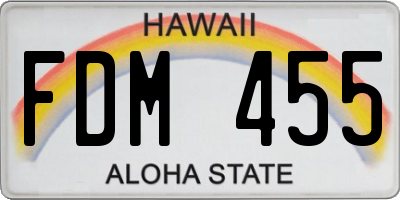 HI license plate FDM455