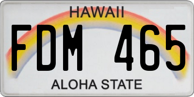 HI license plate FDM465