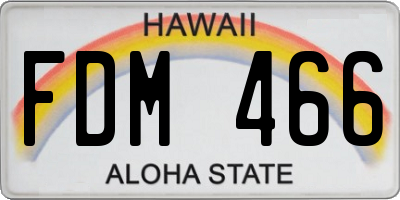 HI license plate FDM466