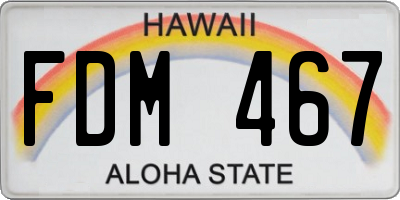 HI license plate FDM467