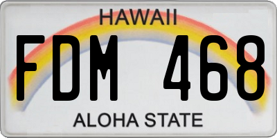 HI license plate FDM468