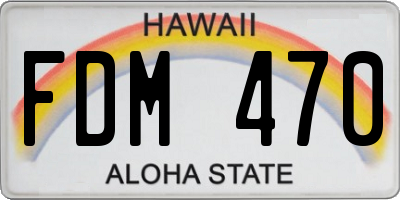 HI license plate FDM470