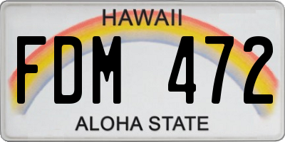 HI license plate FDM472