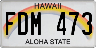 HI license plate FDM473