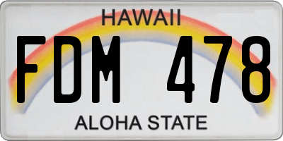 HI license plate FDM478