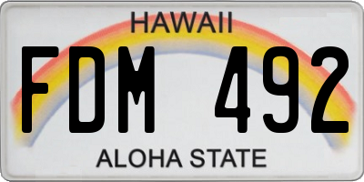 HI license plate FDM492