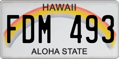 HI license plate FDM493