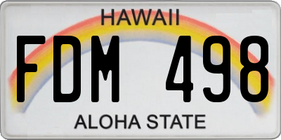 HI license plate FDM498