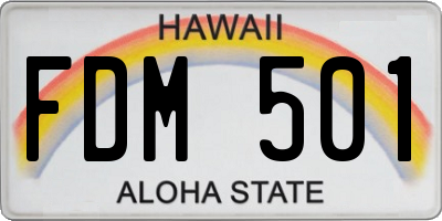 HI license plate FDM501