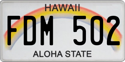 HI license plate FDM502