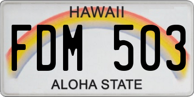 HI license plate FDM503