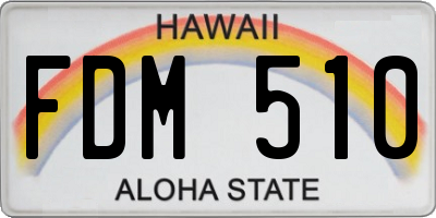 HI license plate FDM510