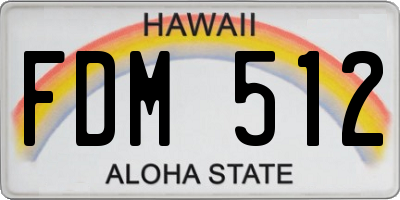 HI license plate FDM512