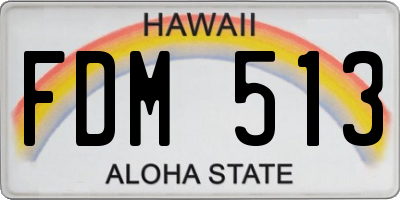 HI license plate FDM513