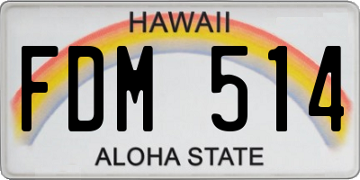 HI license plate FDM514