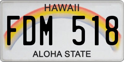 HI license plate FDM518