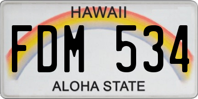 HI license plate FDM534