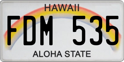 HI license plate FDM535