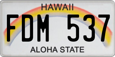 HI license plate FDM537