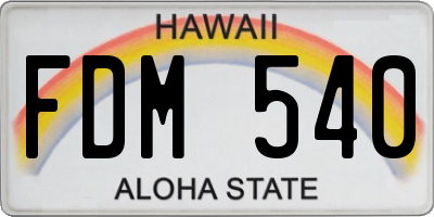 HI license plate FDM540