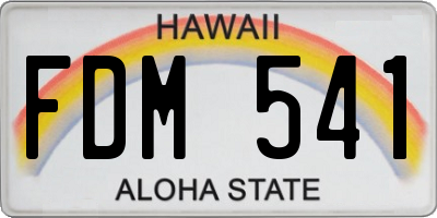 HI license plate FDM541