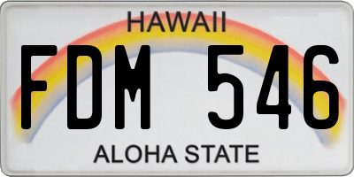 HI license plate FDM546