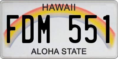 HI license plate FDM551