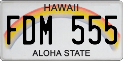 HI license plate FDM555