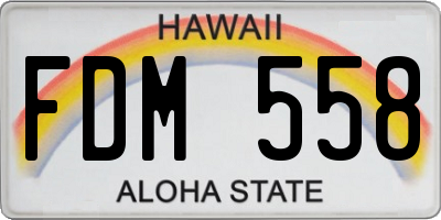 HI license plate FDM558