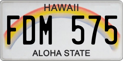 HI license plate FDM575