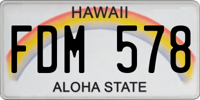 HI license plate FDM578