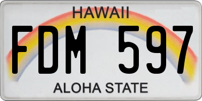 HI license plate FDM597