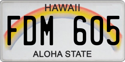 HI license plate FDM605