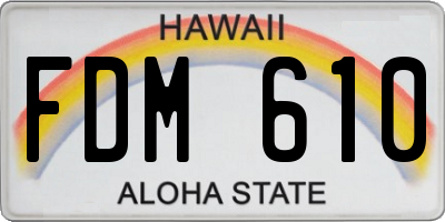 HI license plate FDM610