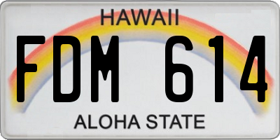 HI license plate FDM614