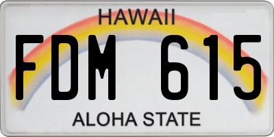 HI license plate FDM615