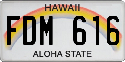 HI license plate FDM616
