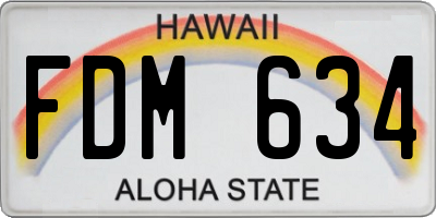 HI license plate FDM634