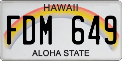 HI license plate FDM649