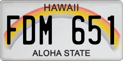 HI license plate FDM651