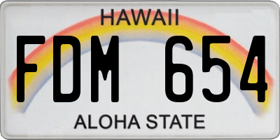 HI license plate FDM654
