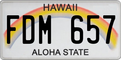 HI license plate FDM657