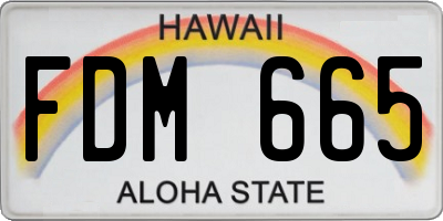 HI license plate FDM665