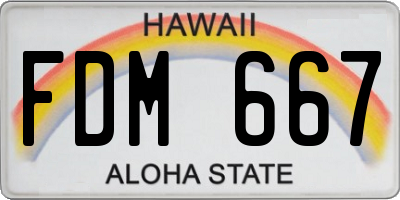 HI license plate FDM667