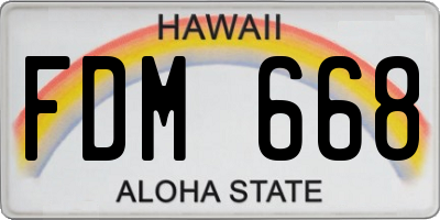HI license plate FDM668