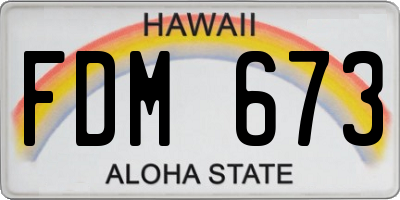 HI license plate FDM673