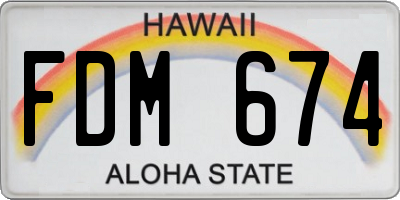 HI license plate FDM674