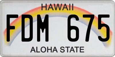 HI license plate FDM675