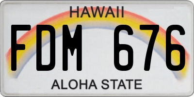 HI license plate FDM676